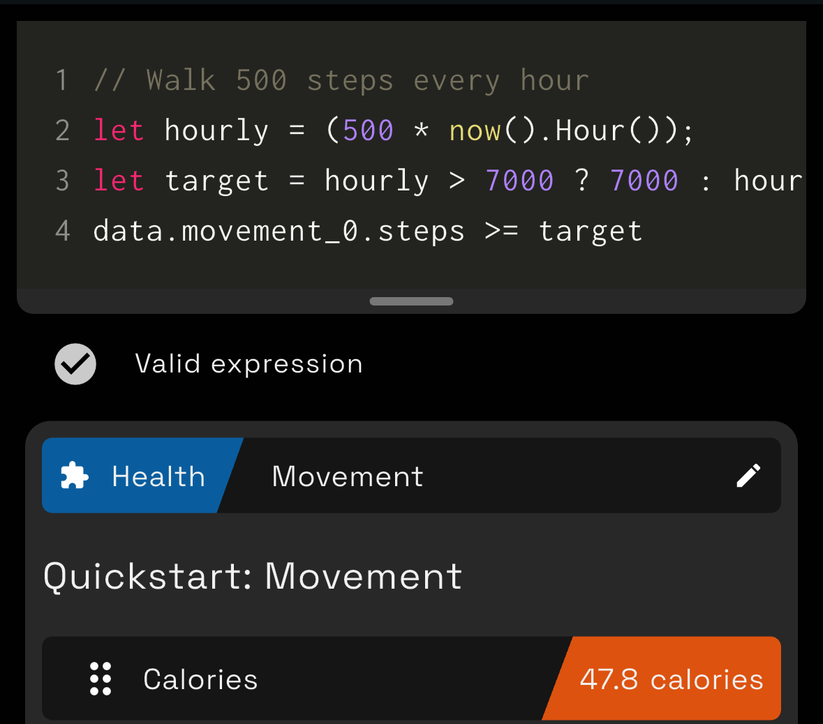 Custom goal to walk 500 steps every hour