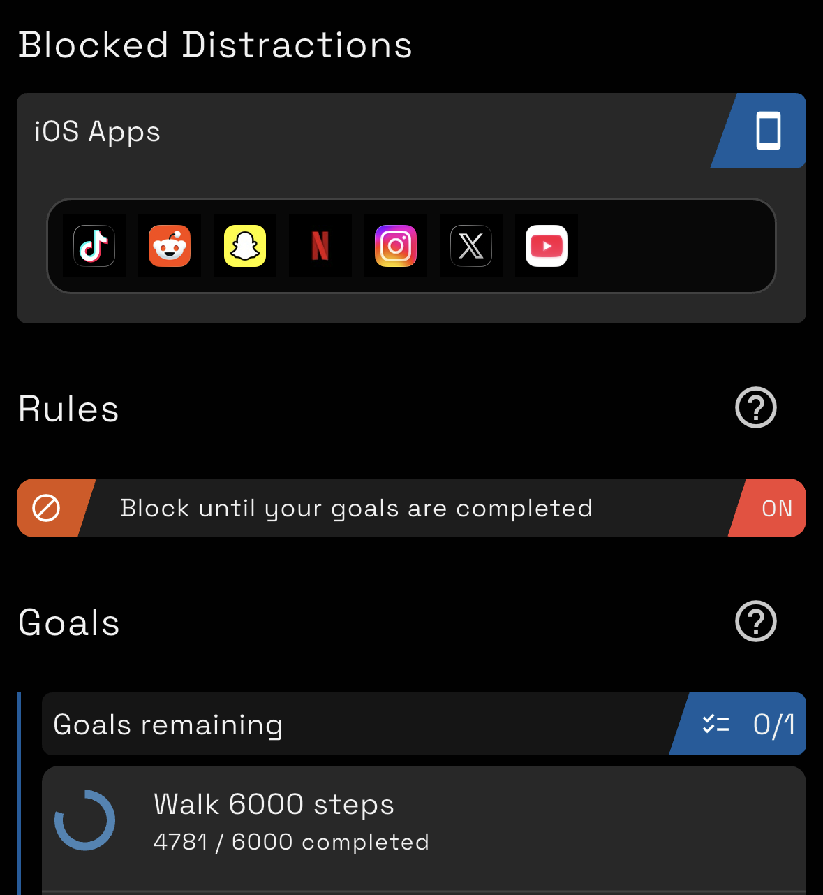 Block social media until you walk 6000 steps